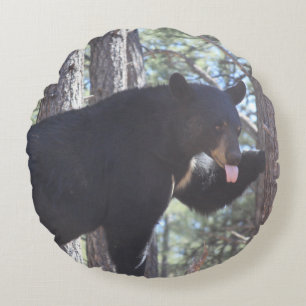 Black Bear Round Pillow