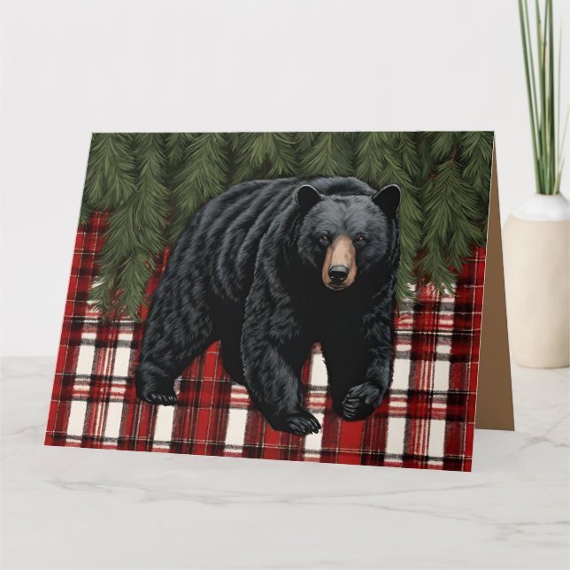 Black Bear Silhouette Folded Greeting Card (Front)