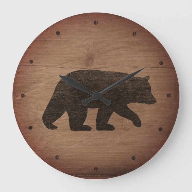 Black Bear Silhouette Large Clock (Front)