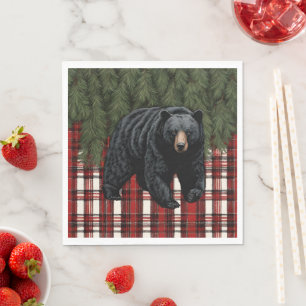 Black Bear Silhouette Paper Napkin