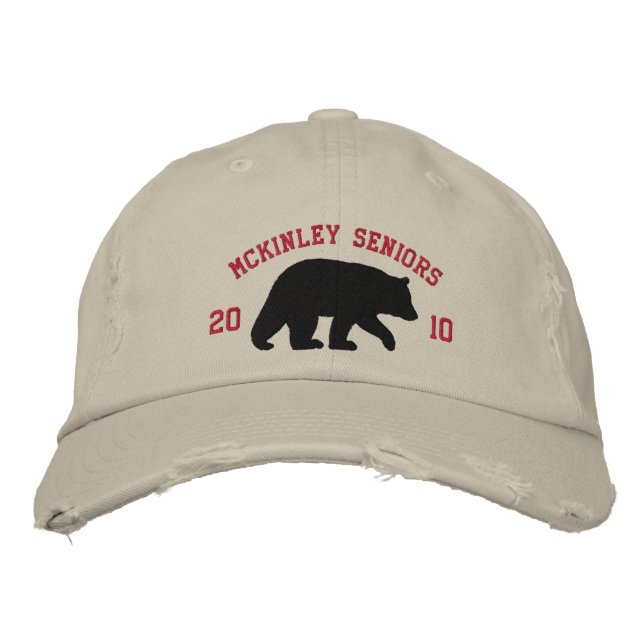 Black Bear Silhouette with Customizable Text Embroidered Hat (Front)