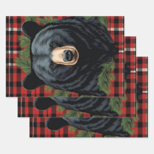 Black Bear Silhouette Wrapping Paper Sheet