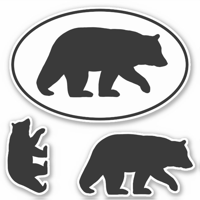 Black Bear Silhouettes Wildlife Vinyl Sticker Set (Front)