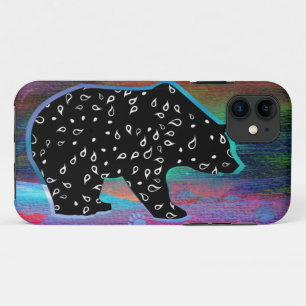 Black Bear Spirit Northern Light Colours iPhone 11 Case