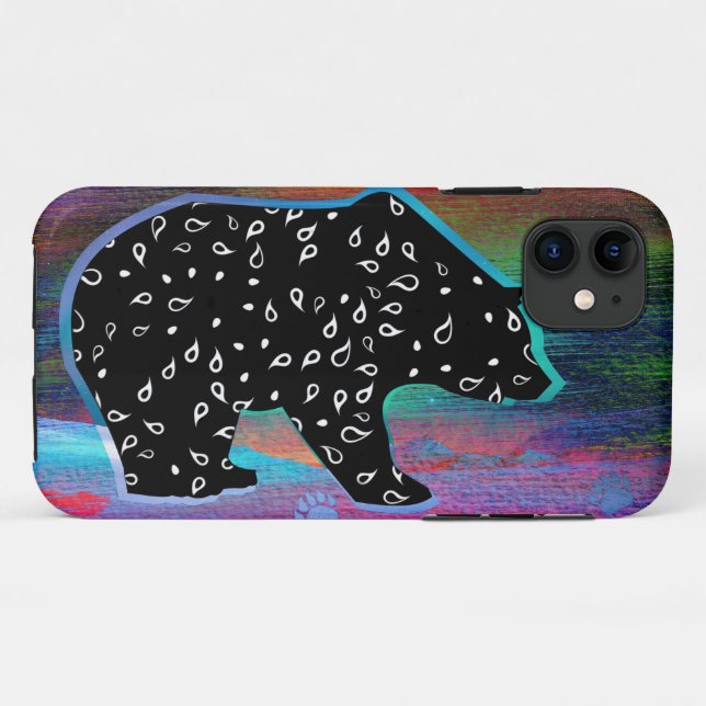 Black Bear Spirit Northern Light Colours Case-Mate iPhone Case (Back (Horizontal))