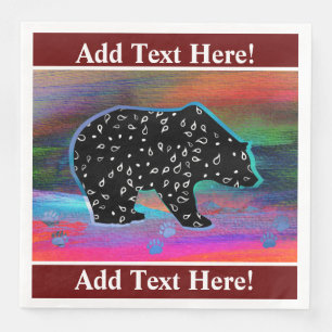 Black Bear Spirit Northern Light Colours Paper Din Napkin