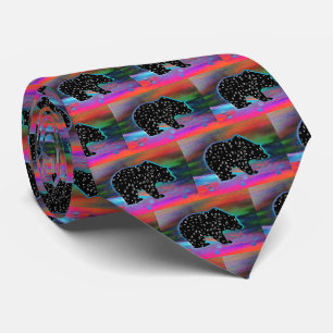Black Bear Spirit Northern Light Colours Tie