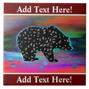 Black Bear Spirit Northern Light Colours Tile