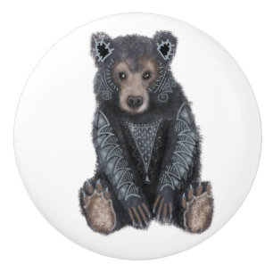 Black Bear Spriti Animal Ceramic Knob