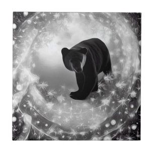 Black Bear & Stars Tile