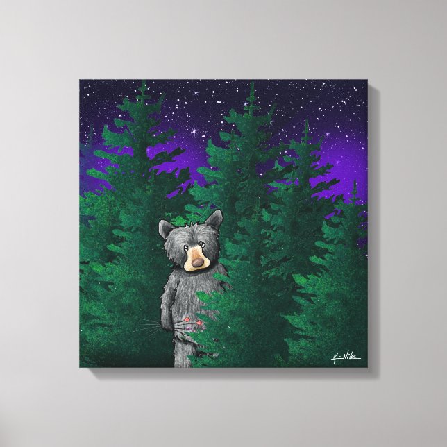 Black Bear Stretched Canvas Print (Front)