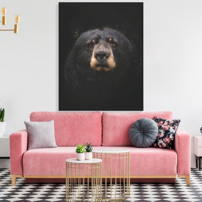 BLACK BEAR Stretched Canvas Print (Insitu(LivingRoom))