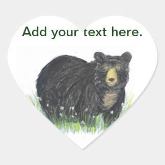 Black bear teddy bear heart sticker