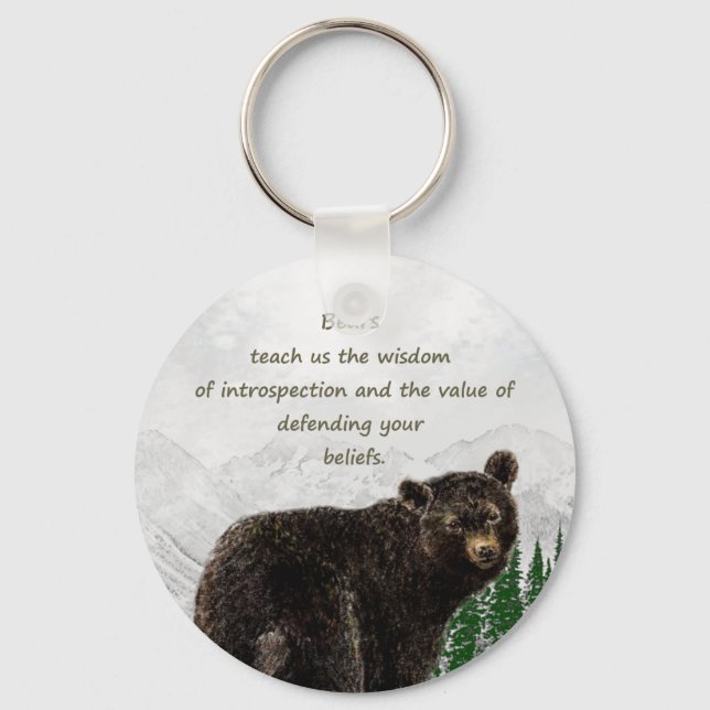 Black Bear Totem Animal Spirit Guide Keychain (Front)