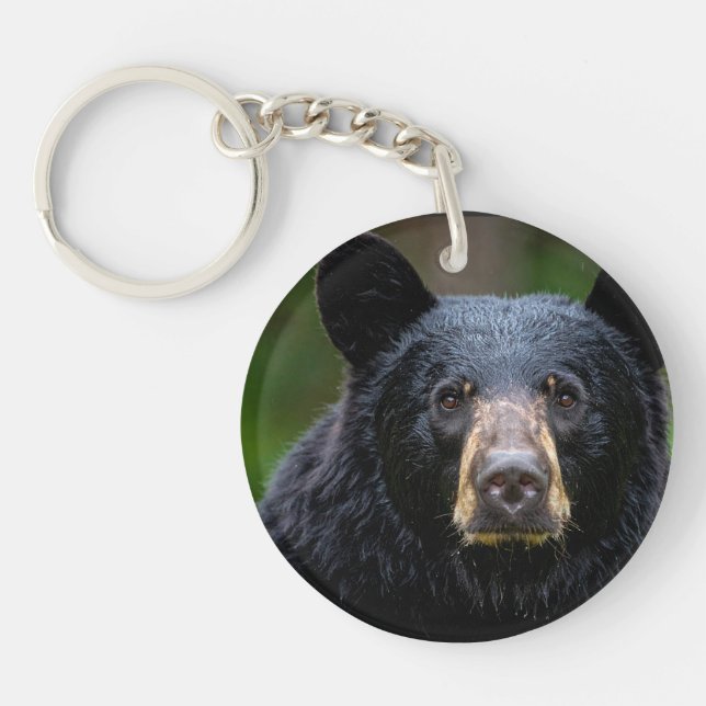 Black Bear Wild Nature Design Keychain (Front)