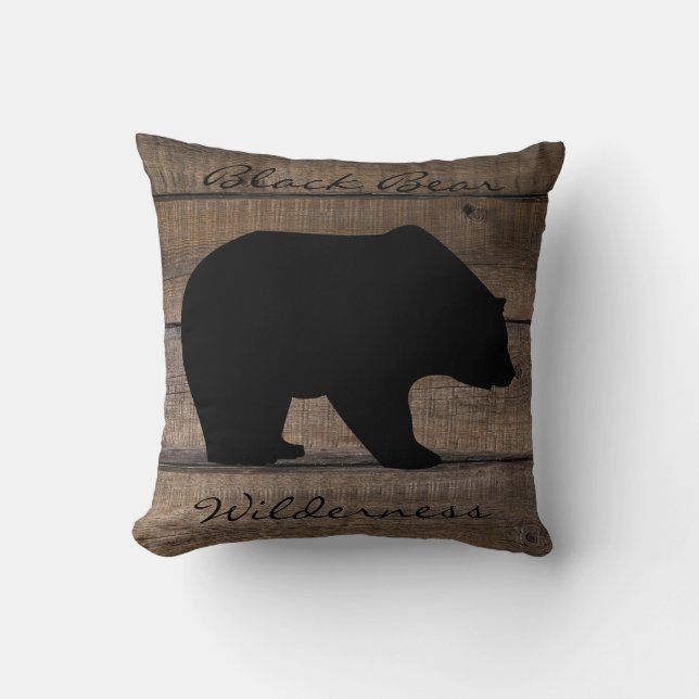 Black Bear Wilderness  Throw Pillow (Front)