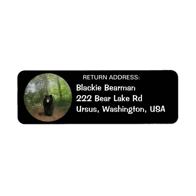 BLACK BEAR Wildlife Return Address Labels (Front)