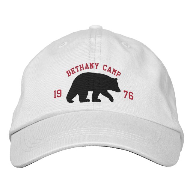 Black Bear with Customizable Text Embroidered Hat (Front)