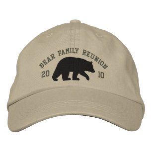 Black Bear with Customizable Text Embroidered Hat
