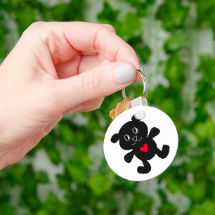 Black Bear with Red Heart Keychain