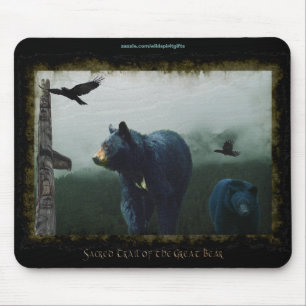Black Bears, Ravens & Totem-Pole Wildlife Mousepad