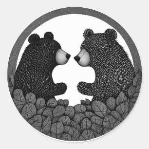 🐻 Black Bears Wild Nature Calm Forest Outdoor  Classic Round Sticker