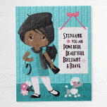 Black Beautiful and Brave Girl Jigsaw Puzzle<br><div class="desc">Personalized Multicultural Puzzle with positive affirming message for children. Please check out more of my personalized gifts.</div>