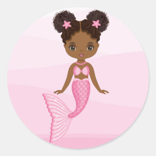 Black Beautiful Mermaid with Pink Fishtail Sticker