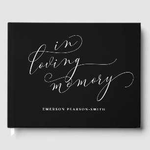 Black Beautiful Swash Calligraphy In Loving Memory Guest Book
