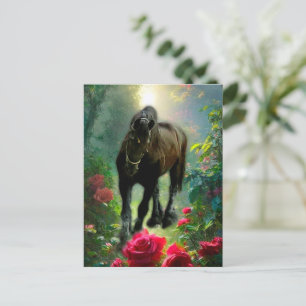 Black Beauty Friesian Horse Fantasy - Postcard