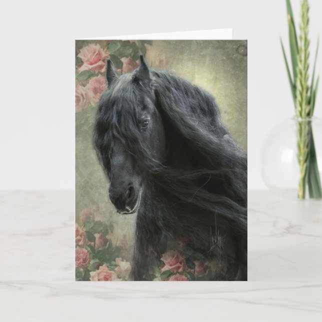 Black Beauty Friesian Horse - Greeting Card (Front)
