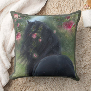 Black Beauty Friesian Horse - Pillow