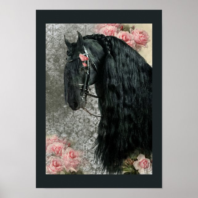 Black Beauty Friesian Horse - Poster (Devant)