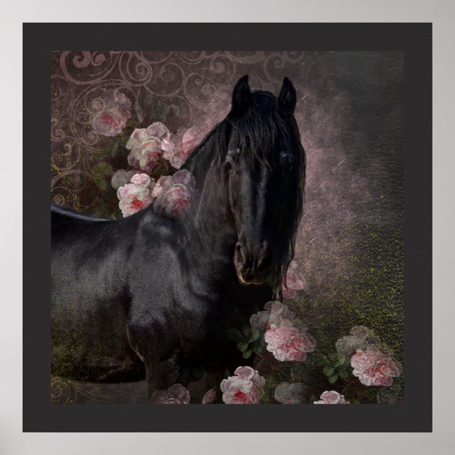 Black Beauty Friesian Horse - Poster (Devant)