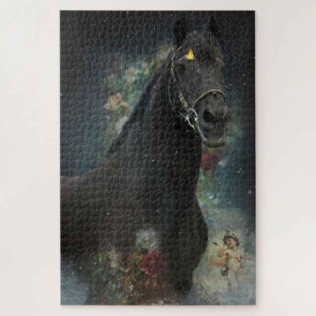 Black Beauty Friesian Horse - Puzzle (Vertical)