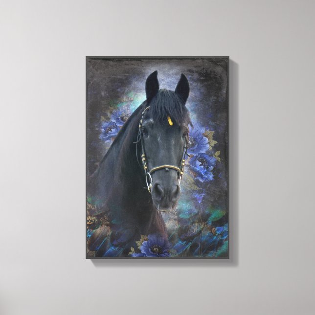 Black Beauty Friesian Horse - Wrapped Canvas (Front)