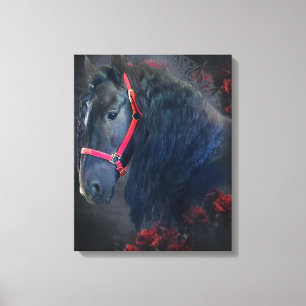 Black Beauty Friesian Horse - Wrapped Canvas