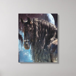 Black Beauty Friesian Horse - Wrapped Canvas