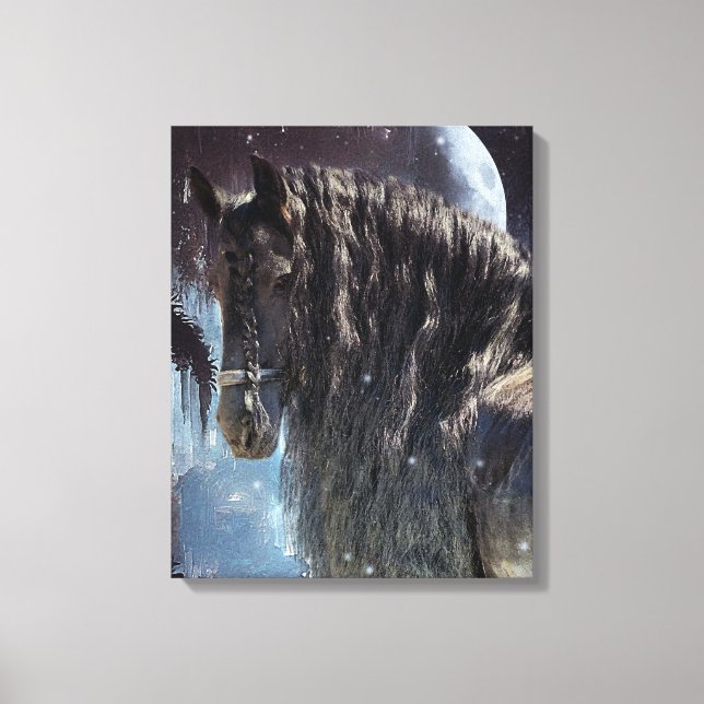 Black Beauty Friesian Horse - Wrapped Canvas (Front)