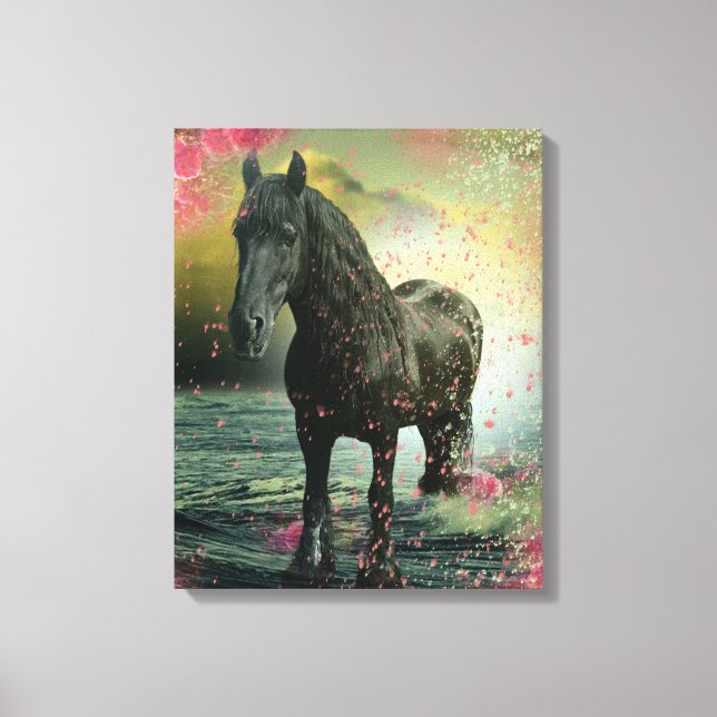 Black Beauty Friesian Horse - Wrapped Canvas (Front)