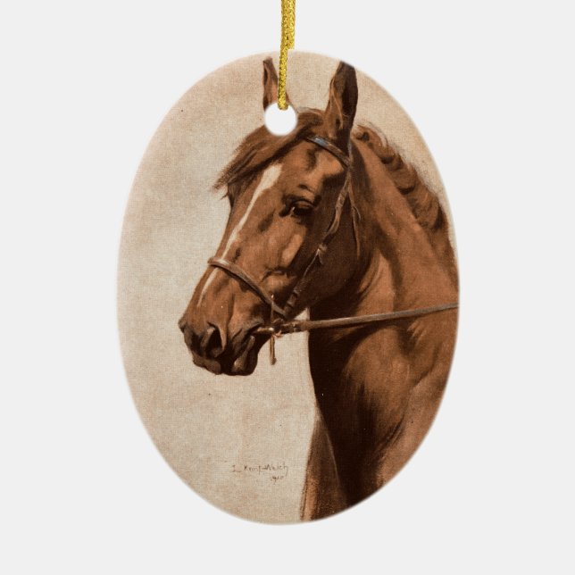 Black Beauty Ginger Horse Painting for Sewell book Ceramic Ornament (Front)