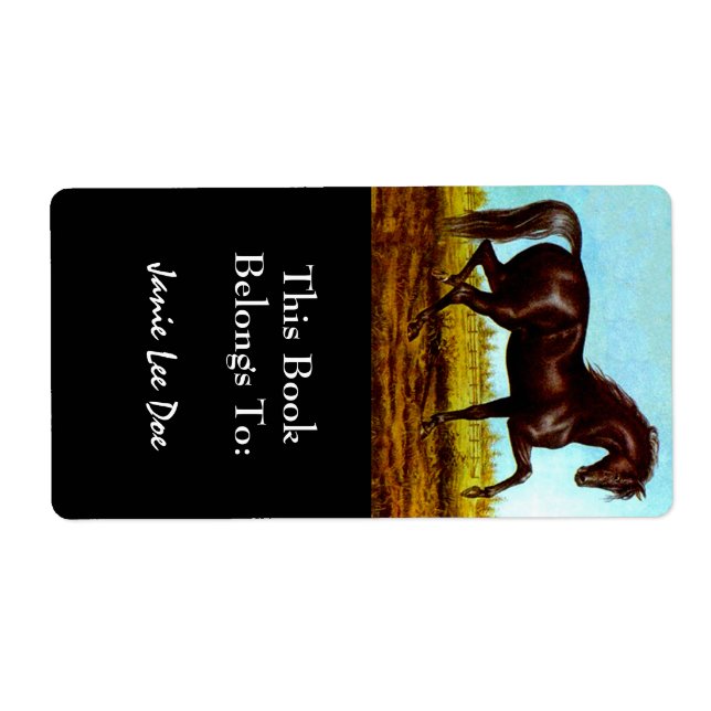 Black Beauty Horse Bookplates Bookplate Labels (Front)