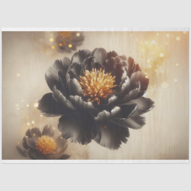 Black Beauty Peony Rose Decoupage Tissue Paper (Front)