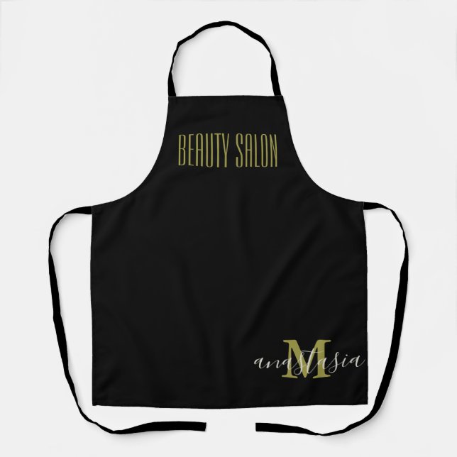 Black Beauty Salon by Anastasia Monogram Apron (Front)