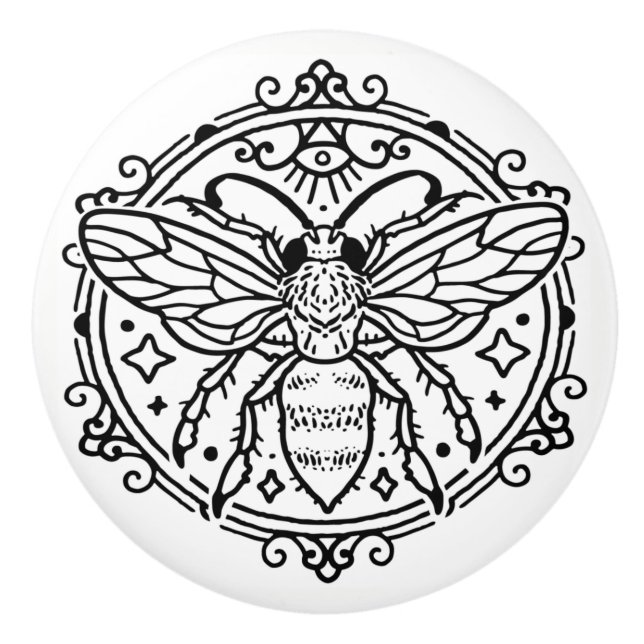 Black Bee Ceramic Knob (Front)
