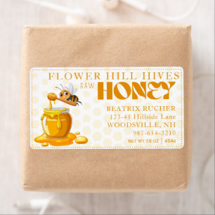 Black Bee Honey Label Metallic Gold Text 