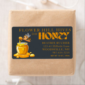 Black Bee Honey Label Metallic Gold Text 