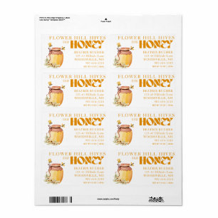 Black Bee Honey Label Metallic Gold Text 