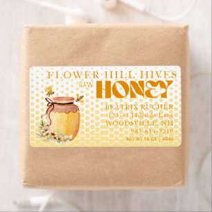 Black Bee Honey Label Metallic Gold Text