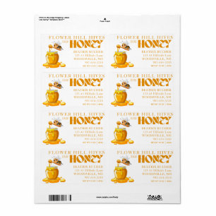 Black Bee Honey Label Metallic Gold Text 